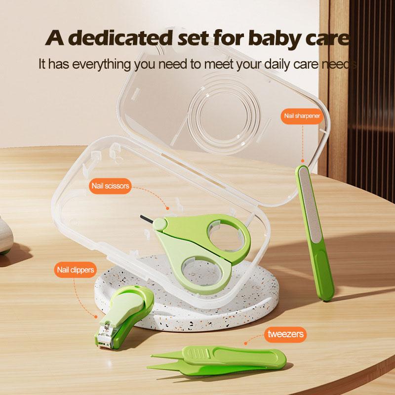 Baby Nail Kit 4 In1 Newborn Safety Nail Clippers Tweezer Kids Manicure Pedicure Set With Case Portable Baby Care Utensils