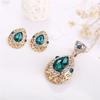Zircon Crystal Vintage Necklace Earring Jewelry Set for Women Diamond Necklace Pendant Dangle Earring