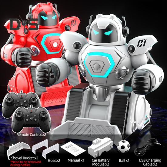 2ks Dětská robotická hračka na dálkové ovládání pro 2 hráče Bitva Box Fotbal Press Spuštění hry Interaktivní elektrická 2,4GHz RC robotická hračka pro batolata s LED