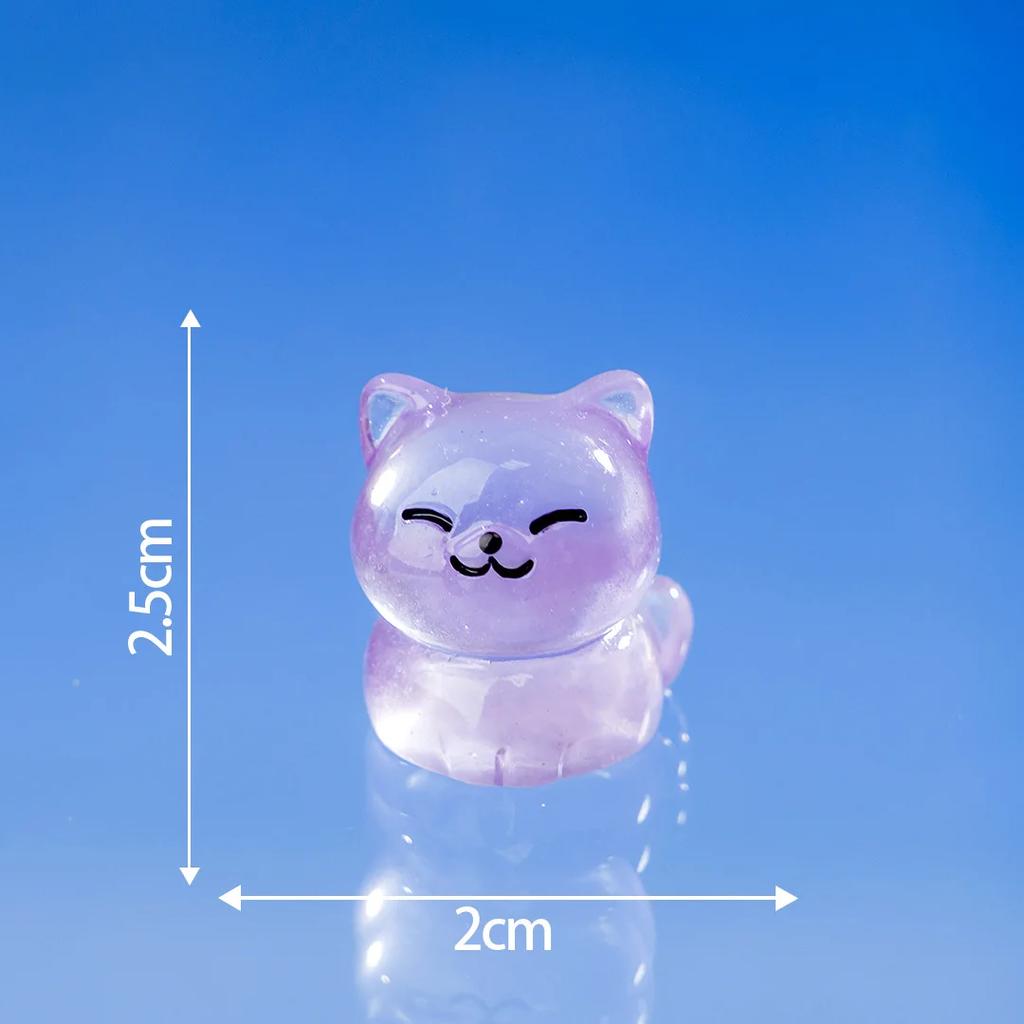 10 Colourful Lucky Kittens Glow In The Dark Mini Black Cats Home Decor Decorative Figurines Miniature Desk Decoration