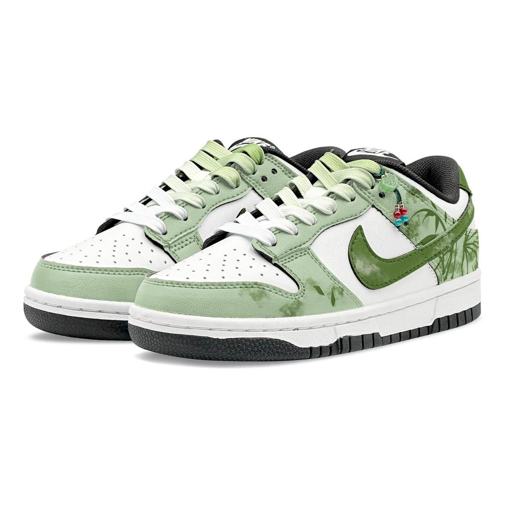 Nike Dunk Black Panda, Green Jade Bamboo Shadow, Couple's, National Style And Trend Low top Skateboard Shoes Women's CW1590-100(Team1655-S-BOX)