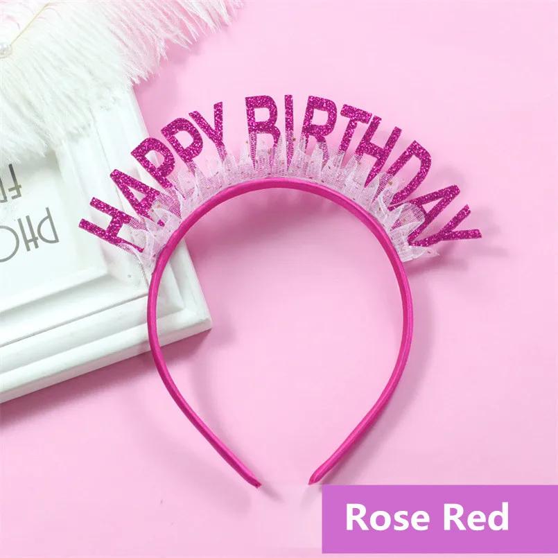 Glitter HAPPY BIRTHDAY Sequin Headband Birthday Decoration Birthday Party Decorations Kids Adult Girl Pink Silver Blue Headbands