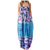 Fashion Women's Loose Casual Summer Print Pocket Sling Sleeveless Dress