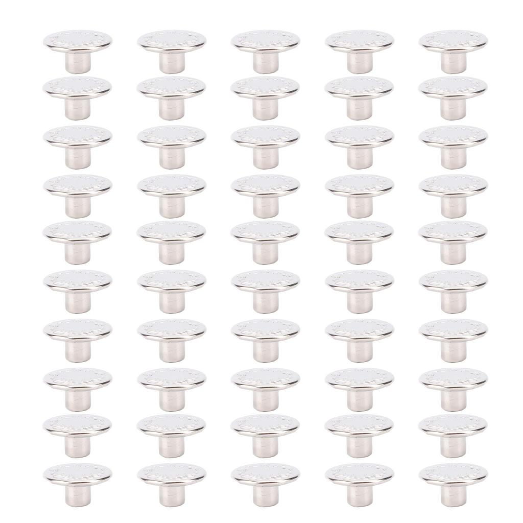 50 Sets 17mm Pants Button Silver Leaf Star Pattern Stainless Steel Pants Rivets and 2x6.5mm Pointed