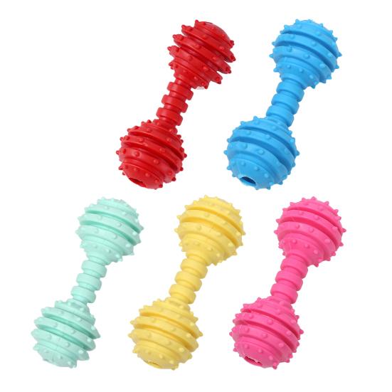 Dog Chew Toy Spiky Barbell Dog Toy with Built-in Bell to Relieve Boredom Interactive Teeth Cleaning Toy for Aggressive Chewers
