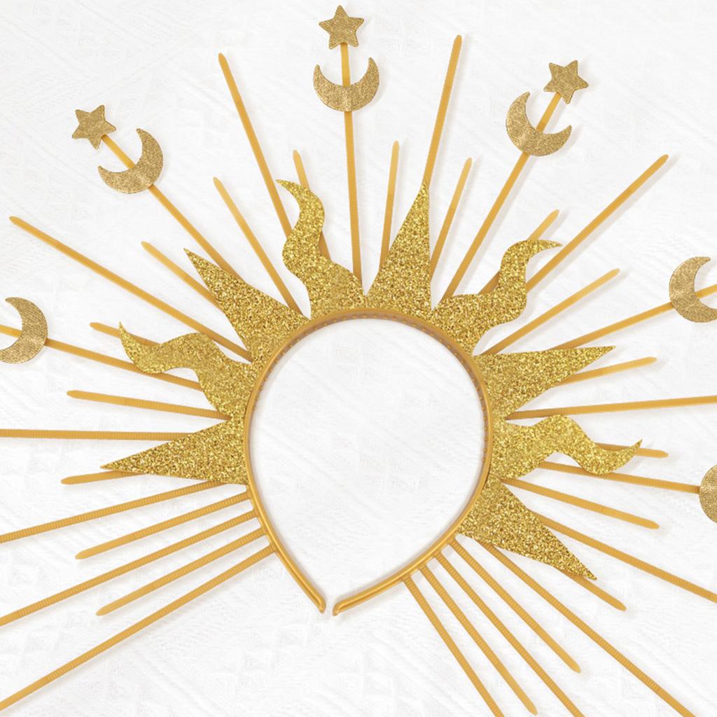 Elegant Radiance Crown Headband Moon Star Baroque Tiaras Hairband Women Cosplay Costume Accessories Church Hairband