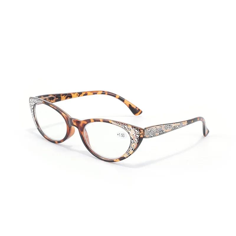 New Cat's Eyes Reading Glasses Women Fashion Diamond Plated Blue Light Proof Presbyopia Eyeglasses  +0.75 To +3.5
