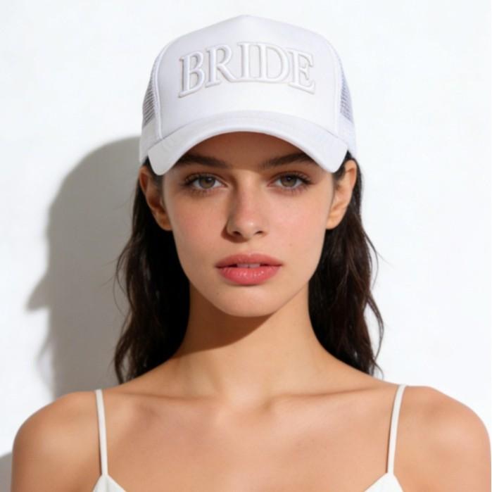 Bride Embroidered Baseball Cap With Breathable Mesh Sun Hat For Bridal Ceremony