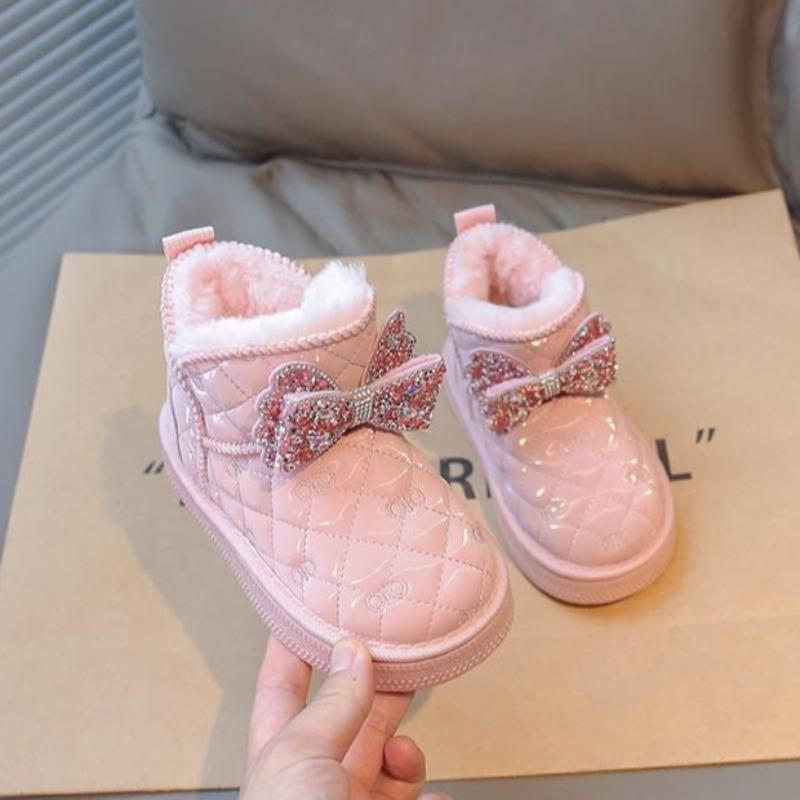 Girls' Warm Princess Snow Boots Winter Fleece-lined and Thickened Cotton Shoes Children's Non-slip Thick-soled Short Boots