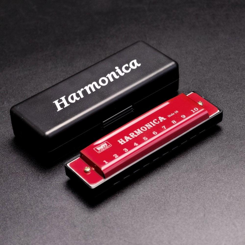 Metal Diatonic Harmonica Key of C Musical Instrument Portable 10 Hole Harmonica  Children