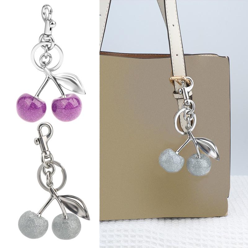 Cherry Keychain Elegant Exquisite Fruit Cherries Keyring Women Bag Pendant Handbag Hanging Charms Car Key Holder