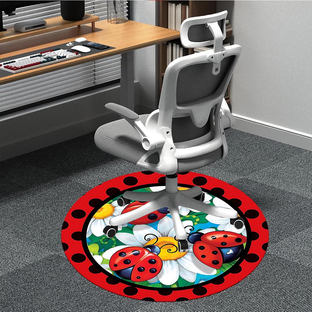 

1pc Ladybug, Daisy Chair Carpet for Office, Soft, Non-Slip Polyester Mat, Office, Entryway, Living Room, Bedroom, yy251207217 80cm by 80cm