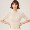 Women's 18-Gauge Fine-Spun Yangtze Yarn 100% Wool Mid-Sleeve Spring Slim-Fit Base Layer Top