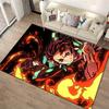 Anime Style Carpet with Fiery Red Pattern and Dynamic Character Design Suitable for Use As an Anti-slip for Living Room Bedroom Sofas
