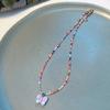 Fashionable Sweet Beads Necklace Short Choker Y2K Colorful Jewelry Pendant Necklace Rice Beads Material for Women Girls