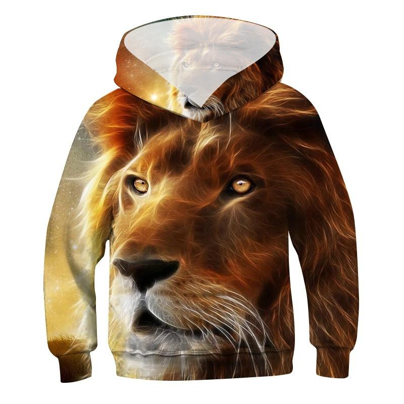 Children's Animal Lion 3D Digital Printed Boys' Personalized Fashion Hoodie Sweatshirt