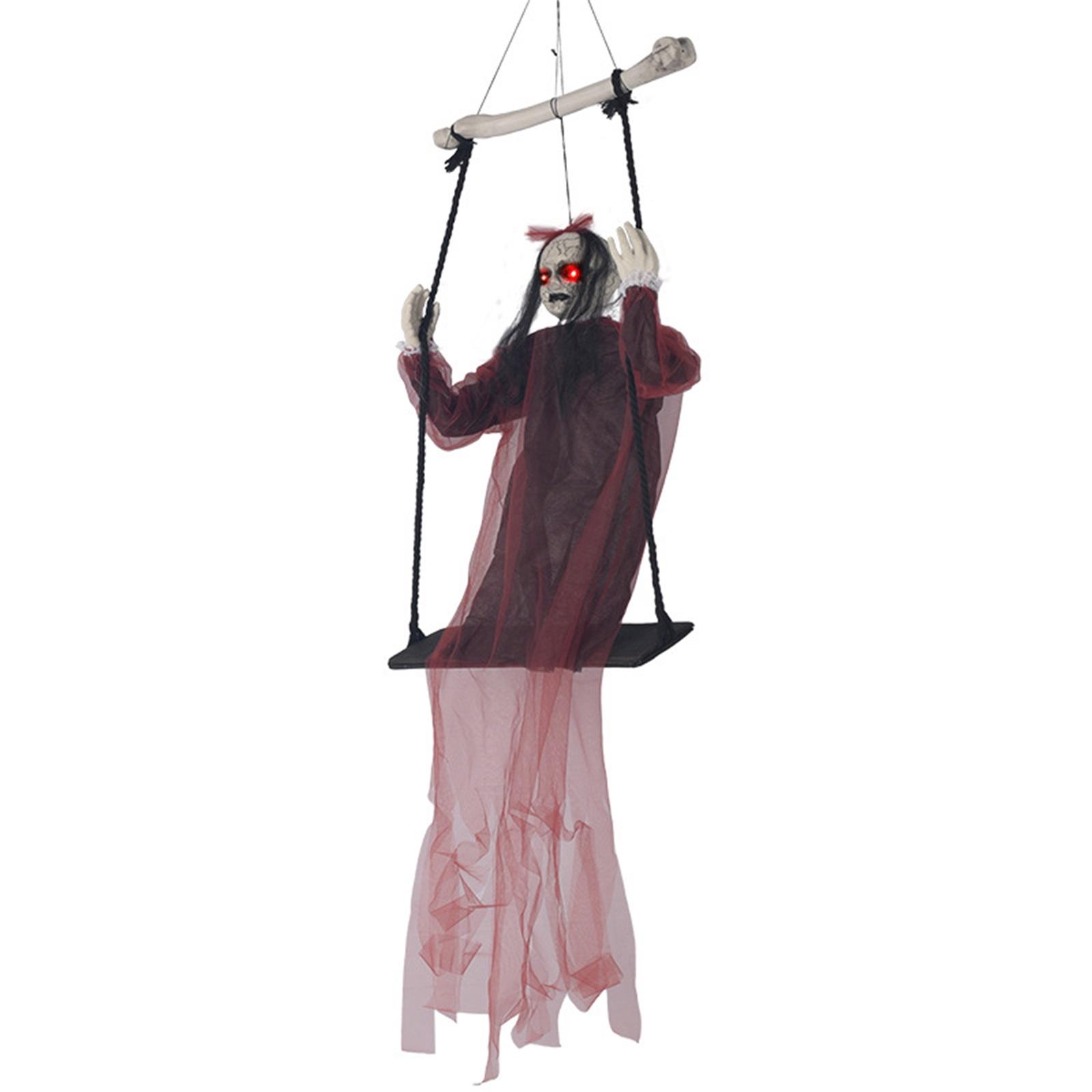 

Halloween Swing Hanging Decoration Red Swing Electric Light Sound Induction Horror Trick Decoration One Size