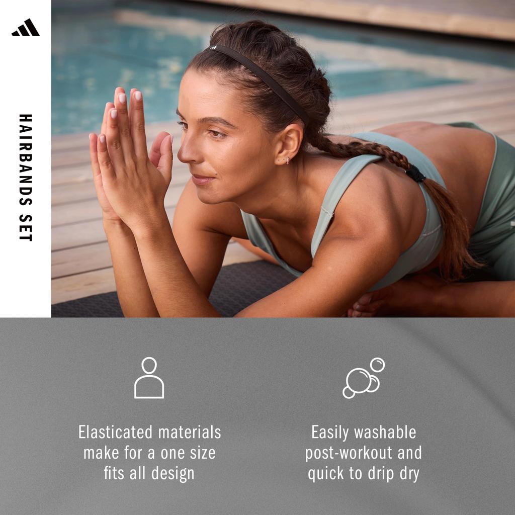adidas Hairband 3-Pack (WT/GY/BK)