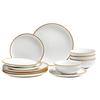 12 PCS Dinnerware Set Ceramic Plates and Bowls Sets Service for 4 White