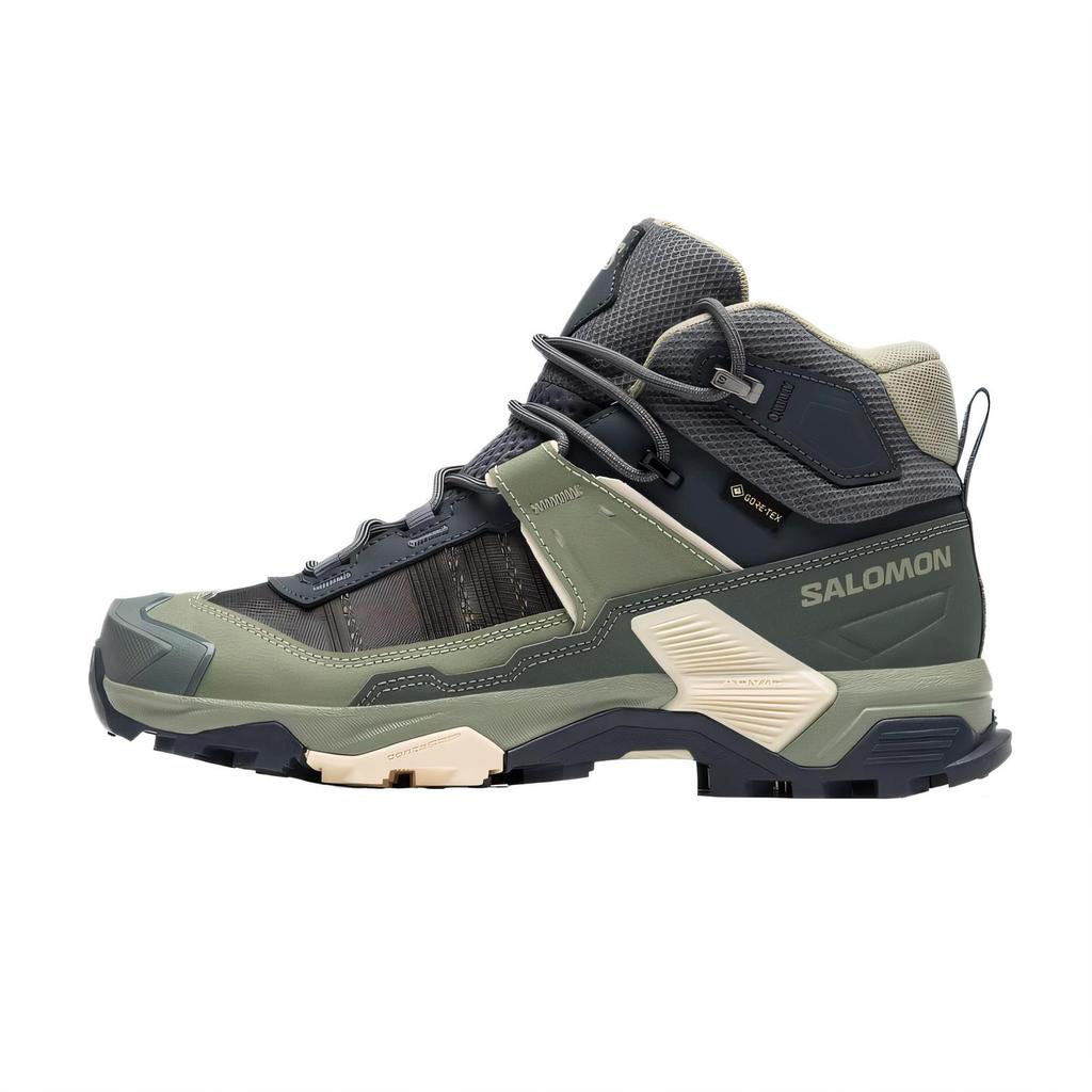 New SALOMON Shock Absorbers Waterproof And Breathable Support Grip Mid Top Hiking Shoes Unisex Gray Green 477546