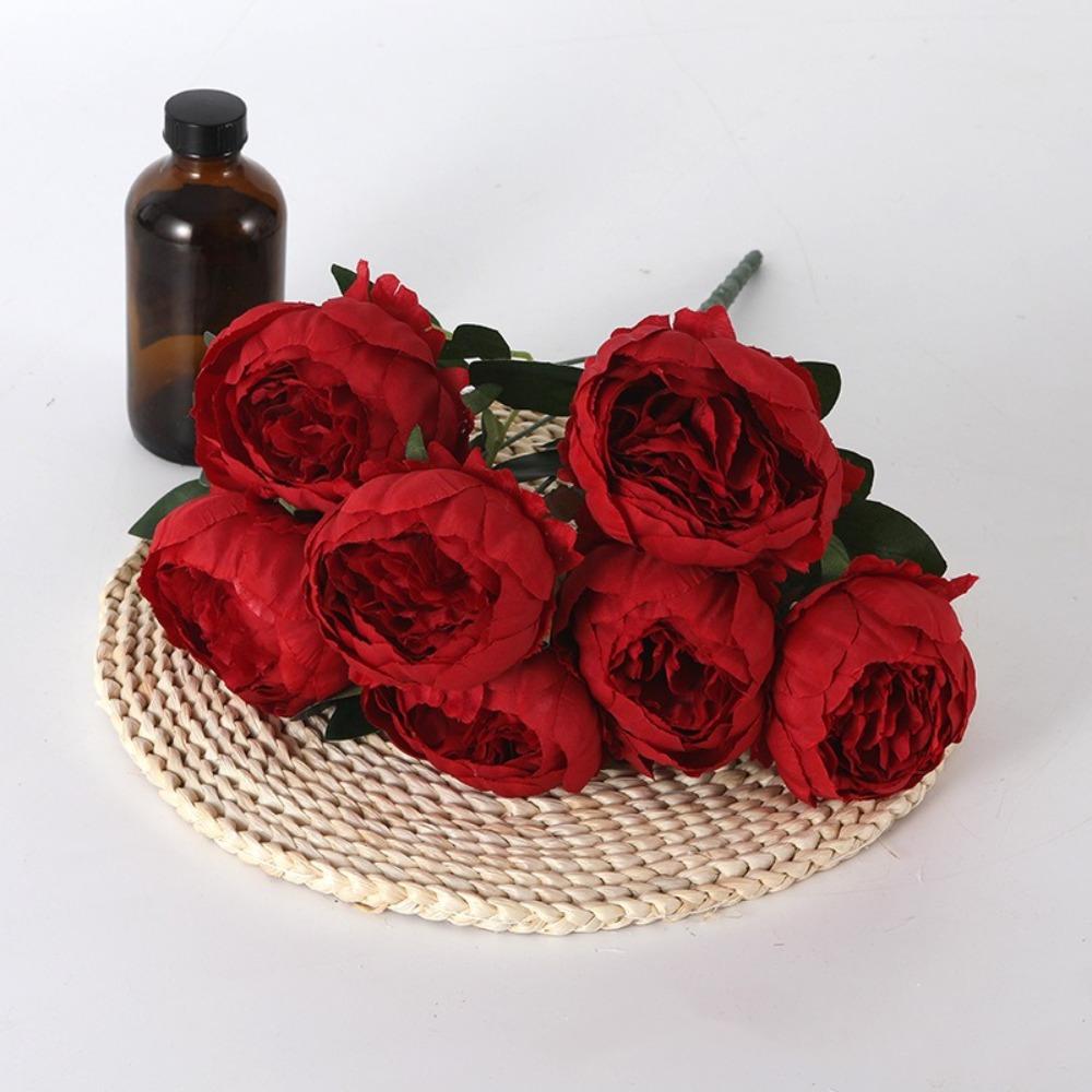 7 Heads Artificial Peony Bouquet Core-spun Simulation Flowers New Fake Flower  Gifts
