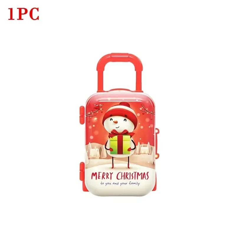 

Christmas Trolley Case Candy Box Santa Claus Snowman Elk Elf Cartoon Suitcase Candy Box Festival Theme for Dollhouse Decoration