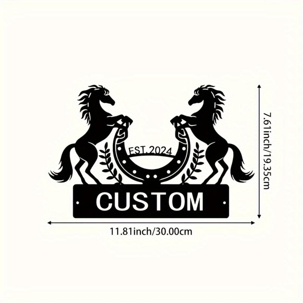 

1pc Customizable Metal Horse Wall Decor Rustic Sign for Outdoor Patio Garden