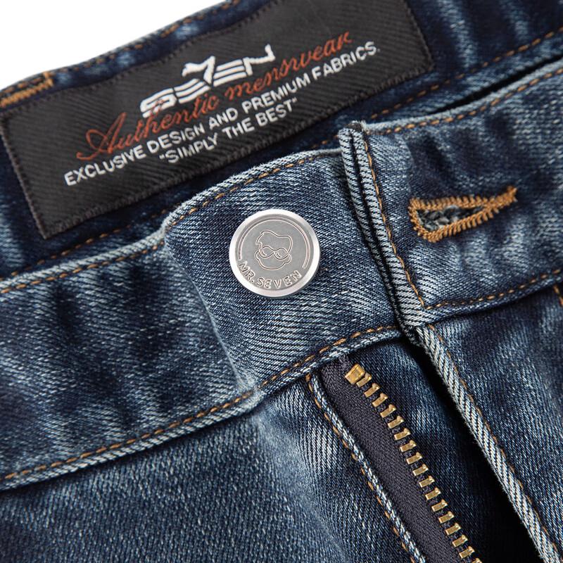SEVEN Men's Slim Fit Cotton Blend Brushed Denim Jeans