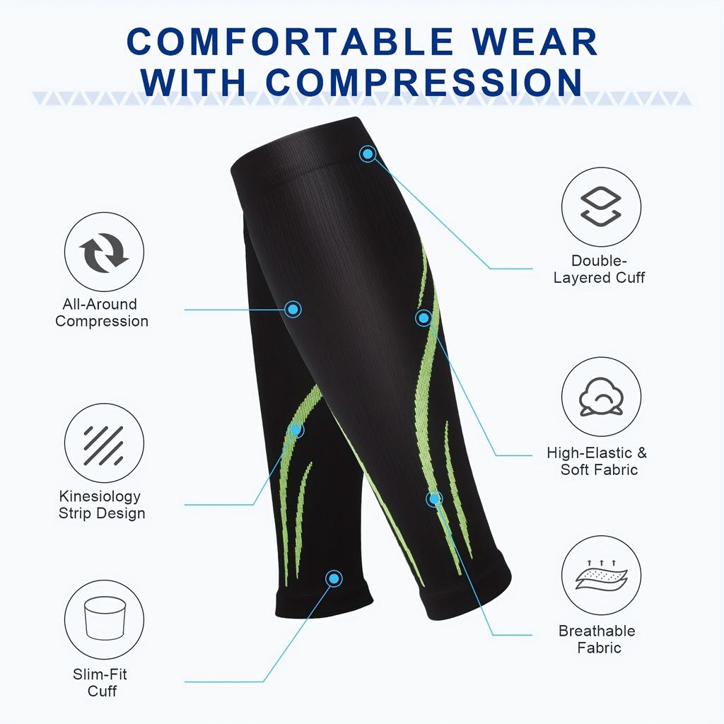 1 Pair Calf Compression Sleeves for Men & Women (20-30 mmHg), Leg Compression Sleeve Footless Compression Socks