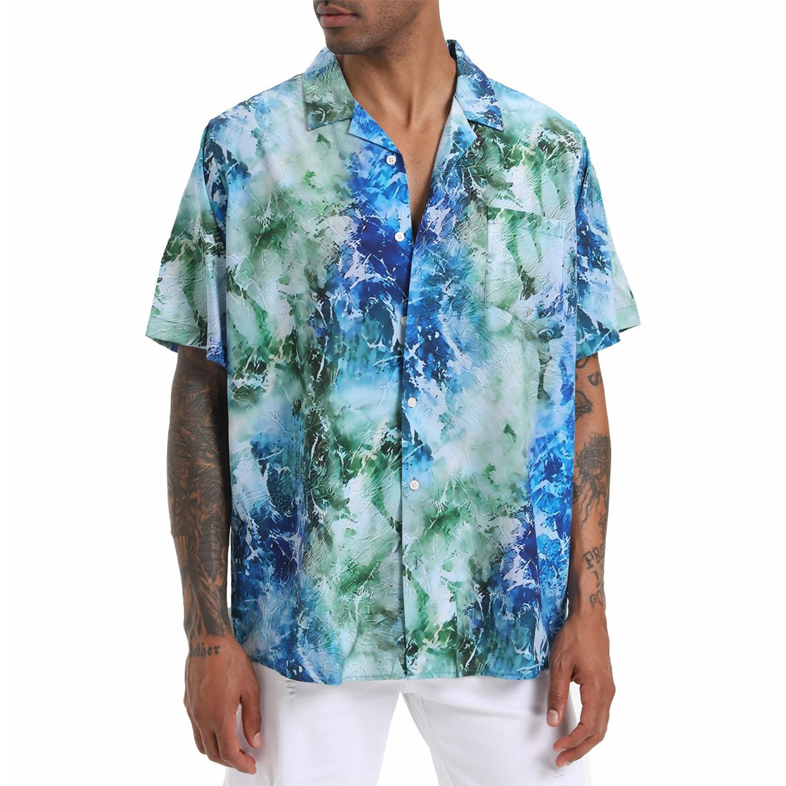 

Гавайская рубашка для мужчин, мужские винтажные рубашки для боулинга на пуговицах, летняя пляжная рубашка с коротким рукавом XL