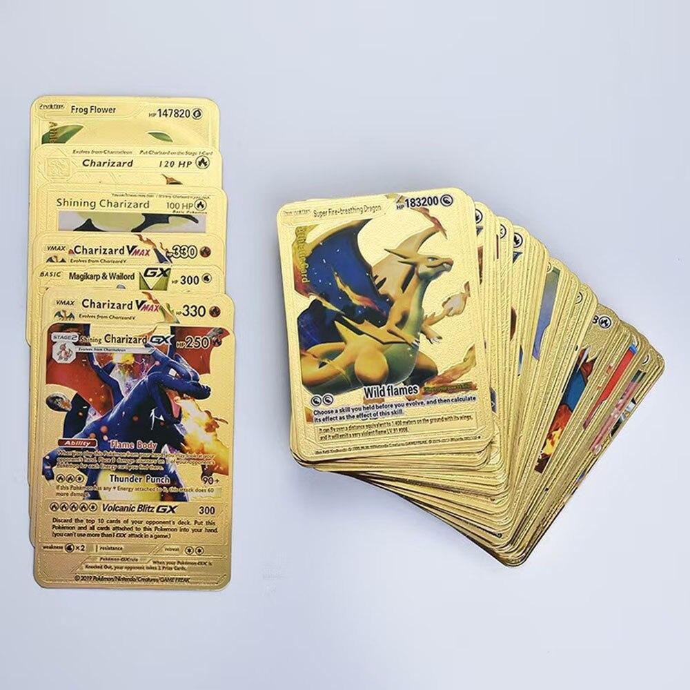Buy Pokemon Cards 54Pcs Soft Metal Gold Silvery Cards English Vmax Gx  Charizard Game Collection Pikachu Boxes Toy Boys at affordable prices   free shipping, real reviews with photos  Joom