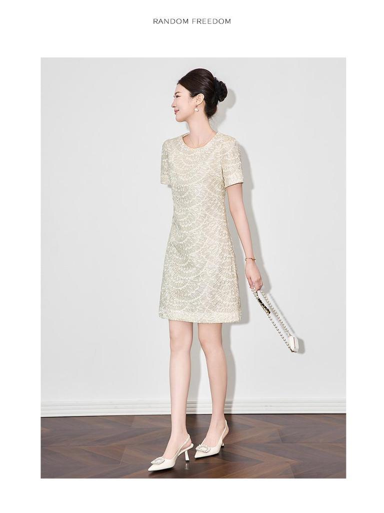 Summer Style Women's Slimming Dress - High-Quality Organza with Sparrow Feather Embroidery
