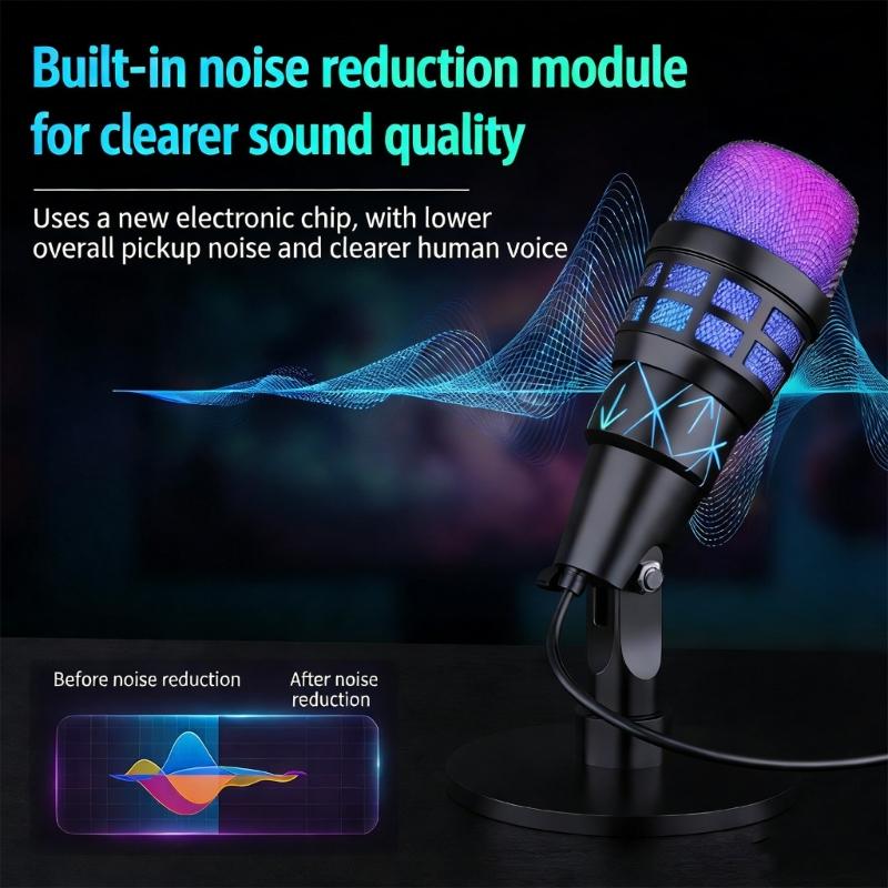 High Sensitivity Professional Dynamic Microphone for Streaming Computer Recording Mic Noise Reduction for Recording