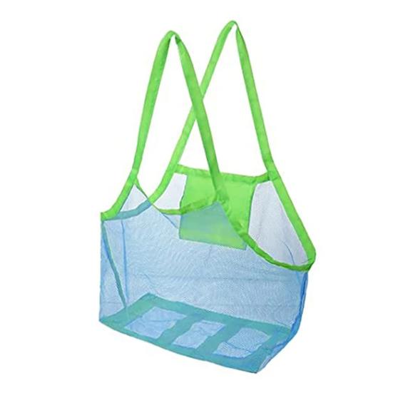 

Сетчатая пляжная сумка с плечевым ремнем, большой вместимости, выдерживающая большую нагрузку, складная конструкция, сумка для хранения, органайзер для пляжных игрушек L синий