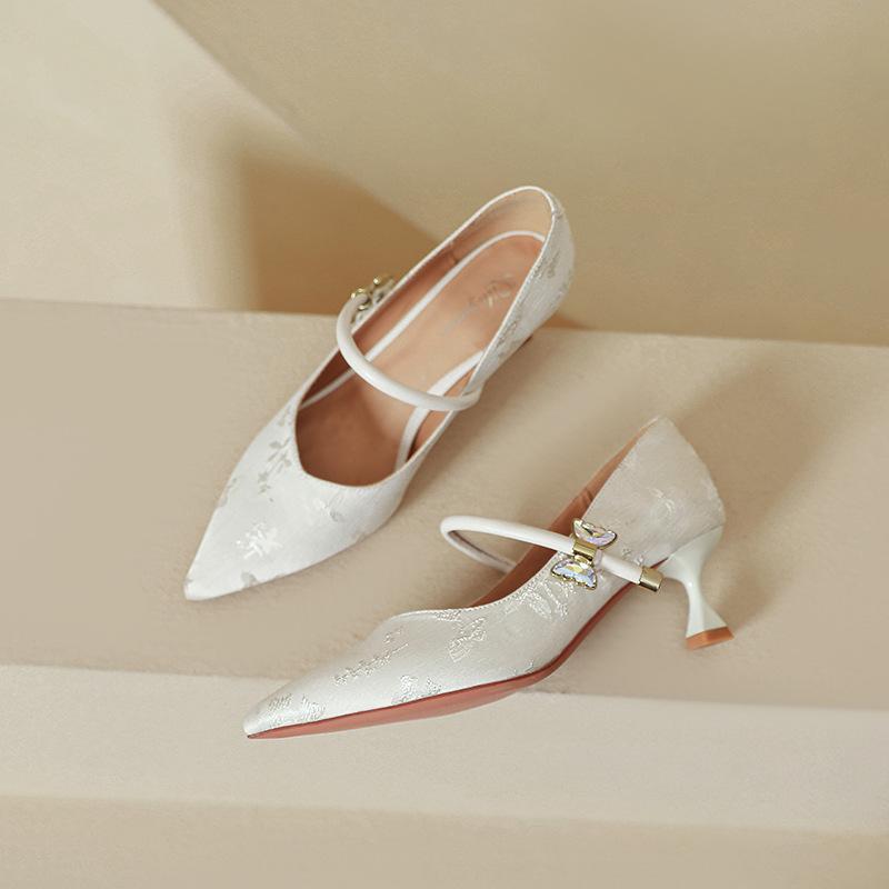 

Pointed high heels stiletto 2025 new Huizhou women s shoes with Mary Jane shoes with soft leather belt and French single shoes 39