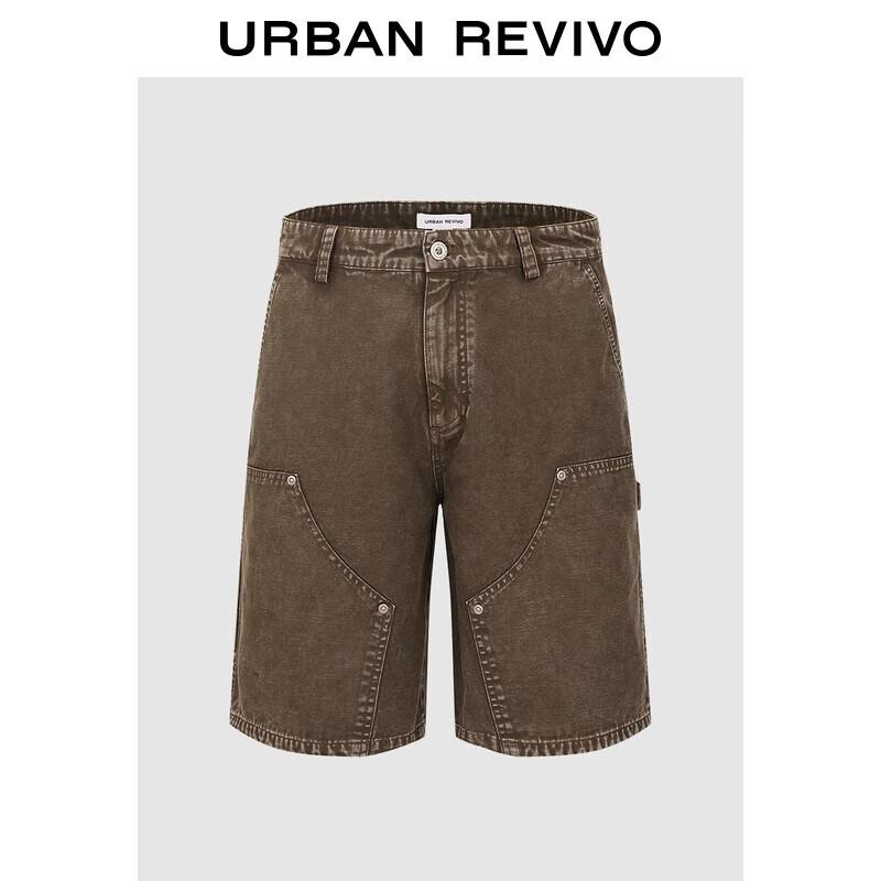 Men s Vintage Distressed Workwear Patchwork Shorts 30