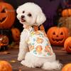 Dog T-shirt Halloween Pet Costume, Pumpkin Print Vest for Small Dogs Cats, Glitter Bow Festive Costume Tie Puppy Outfit, Cute Clothes Party