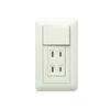 Jinbo Electric J-WIDE Series Switch and Outlet Combination, 1-Gang 3-Outlet, Upper Row Single-Pole (15A-300V), Lower Row Double Outlet (15A-125V),