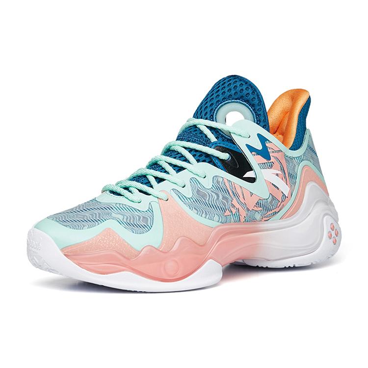 Anta Shock Wave 4 Abrasion Resistant Slip Resistant Low top Basketball Shoes Women's Blue Pink 122231106-2