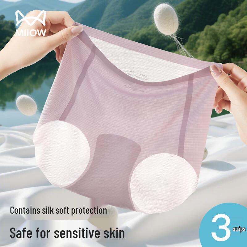 

Mao Ren Women s Ice Silk Seamless High-Waist Briefs L