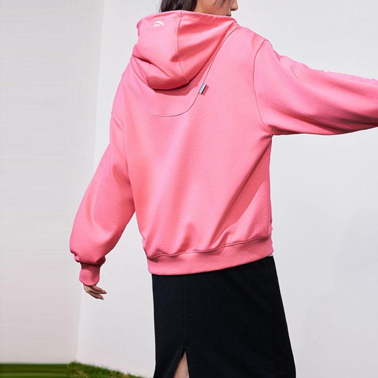 Anta Letter Pattern Printed Pullover Long Sleeve Hoodie Women Hoodies Muyu-Red 162318738-4