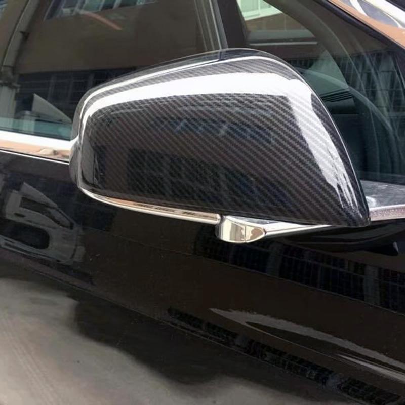 2Pcs ABS Carbon Fiber Side Door Rearview Mirror Cover Trims Car Accessories Fit For Tesla Model X 2016 2017 2018 Accessories