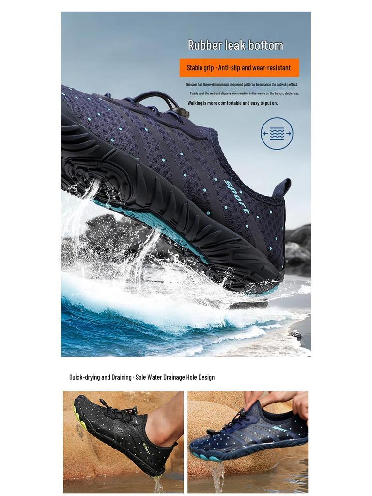 Unisex Outdoor Water Shoes, Quick-Drying, Non-Slip, Breathable, Soft Five-Finger Sole, Perfect for Fishing and Beach Activities