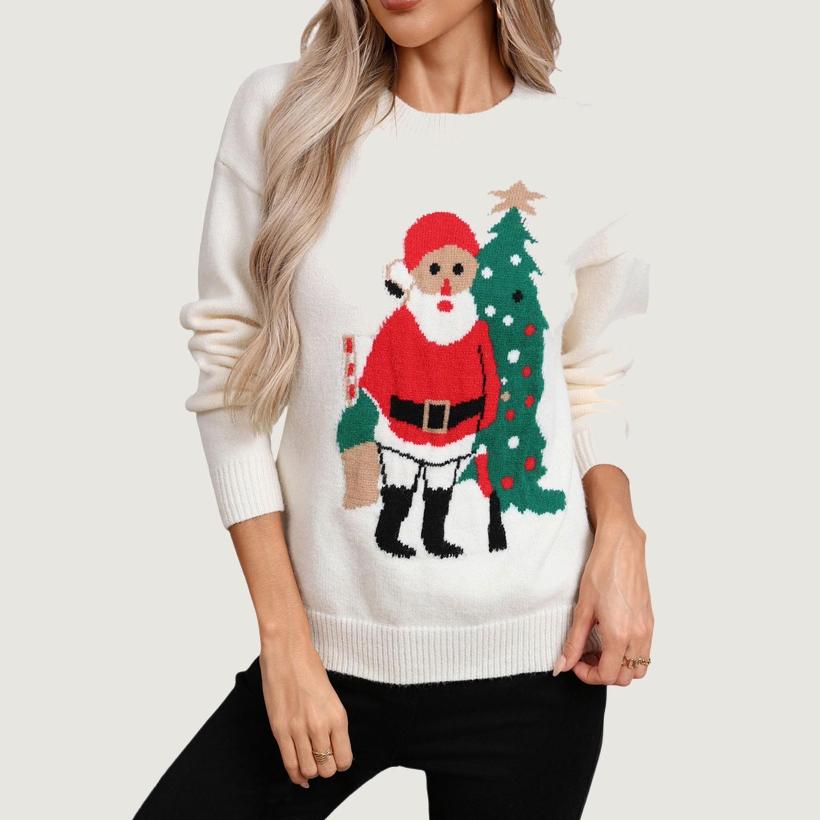 

Женские свитера с длинным рукавом осенние мягкие легкие вязаные свободные свитера топы рождественские XL белый