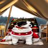 1pc Christmas puppy Outdoor Flannel Blanket , Machine Washable Perfect Gift for Birthday , Holiday Travel Accessory , Durable Material