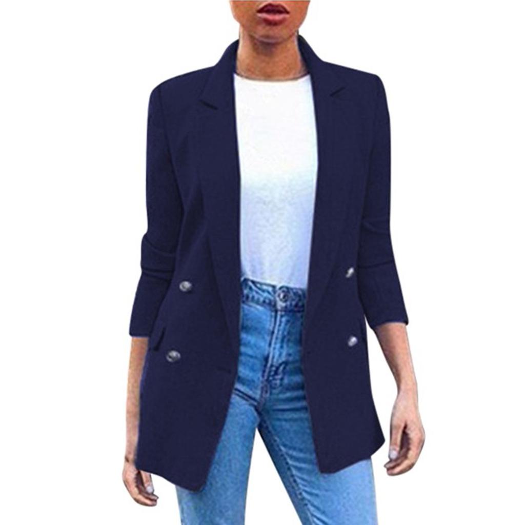 Women's Solid Colour Fashion Lapel Slim Fit Slit Pocket Cardigan Suit Coat