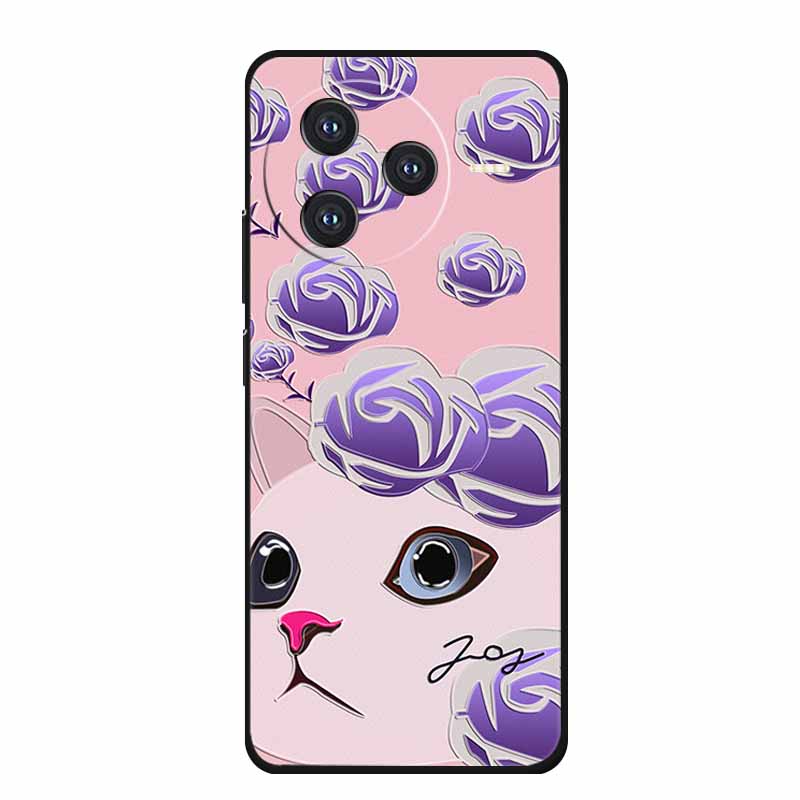 Für Xiaomi POCO F7 Pro Ultra Hülle F7Pro 3D Präge Blume Schwarzes Silikon Weiche Rückseite Hülle Für Redmi K80 Pro Hülle K80Pro Coque