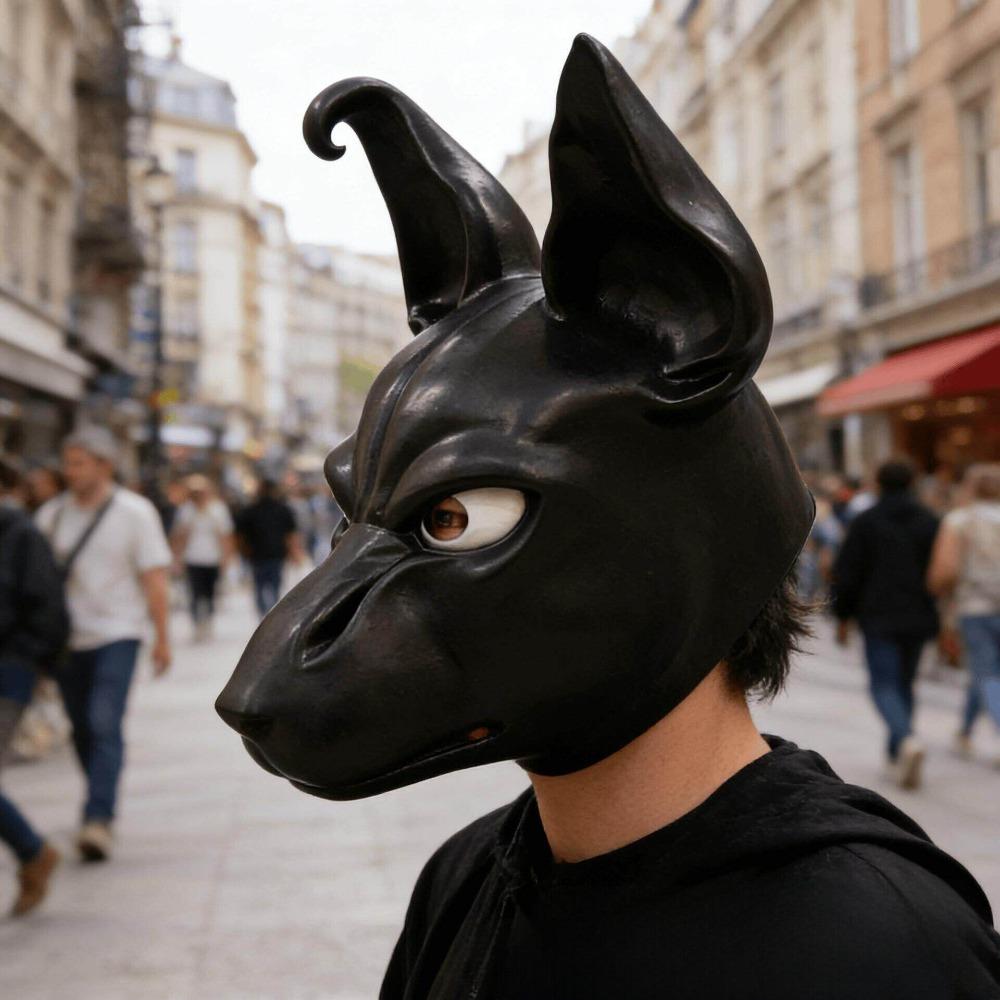 Černý Pes Latexová Maska Kapuce Anime Cosplay Vtipný Kostým Temného Rytíře Doplněk Pódium Maškarní Večírek Halloween Maska