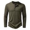 Camiseta Masculina de Manga Longa com Algodão de Bambu e Camisa Polo de Colarinho Henry, Camiseta de Manga Longa da Moda para Homens