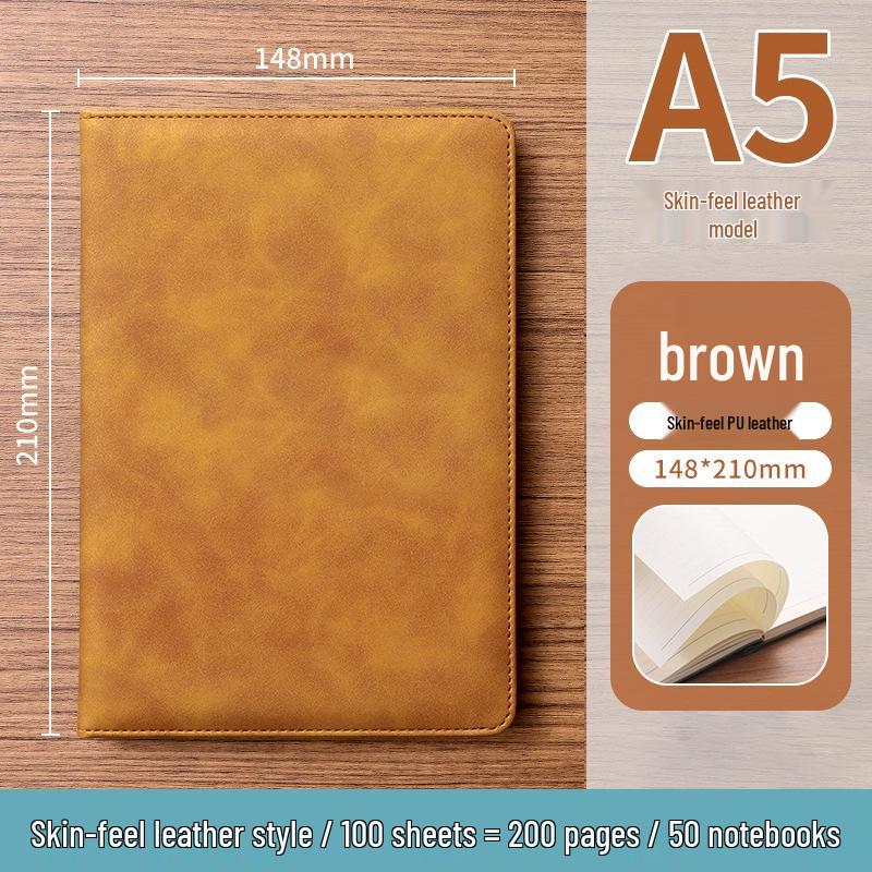 A5 Soft Leather Suede Notebook with Custom Logo - Simple B5 Business Meeting Journal, Large Thick Diary
